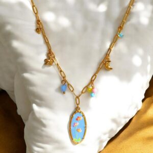 Collar dorado acero inoxidable dijes colgantes