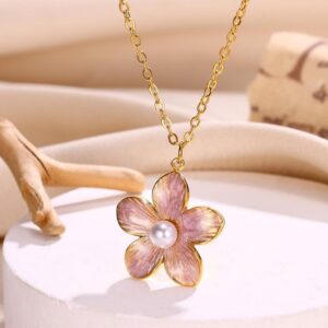 Collar dorado acero inoxidable flor