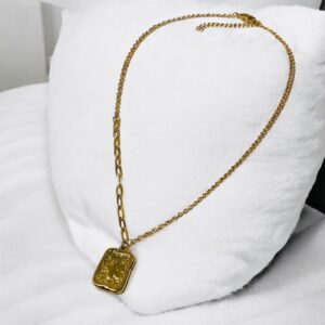 Collar dorado acero inoxidable dije flor