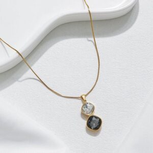 Collar dorado acero inoxidable piedras colgantes