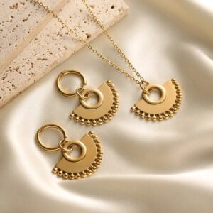 Conjunto dorado acero inoxidable abanico