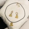 Conjunto cuerda negra dije acero inoxidable osito