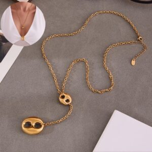 Collar dorado acero inoxidable forma de Y