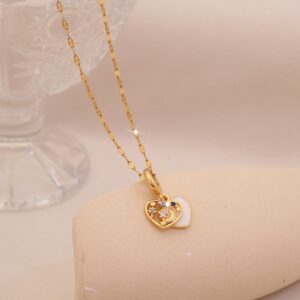 Collar dorado acero inoxidable dijes corazon