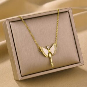 Collar dorado acero inoxidable angel