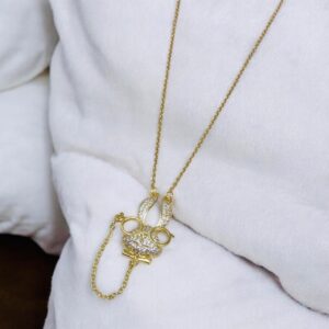 Collar dorado acero inoxidable conejo