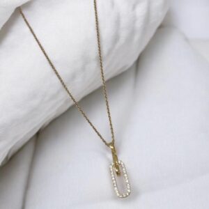 Collar dorado acero inoxidable dije clic