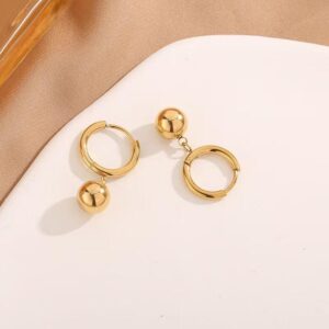 Aretes dorados acero inoxidable bola