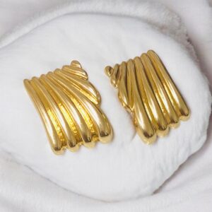 Pendientes dorados acero inoxidable hoja
