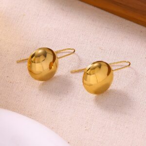 Pendientes dorados acero inoxidable bola