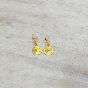 Pendientes dorados Chapa de oro circular