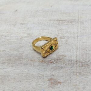 Anillo T6 dorado acero inoxidable ojo turco
