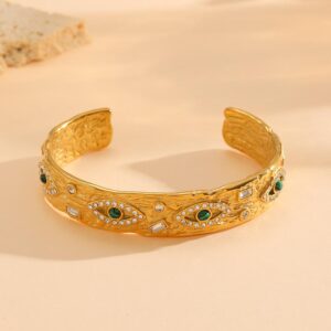 Brazalete dorado acero inoxidable ojo turco