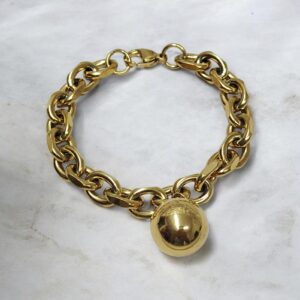 Pulsera dorada acero inoxidable dije esfera