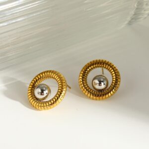 Pendientes dorados acero inoxidable circulares