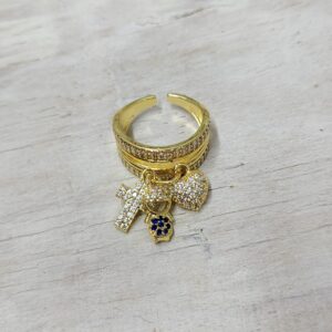 Anillo ajustable dorado Chapa de oro 18k dije niño