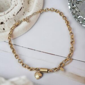Collar dorado acero inoxidable dije corazón colgante