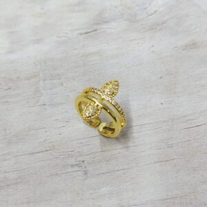 Anillo ajustable dorado acero inoxidable piedra blanca