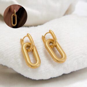 Pendientes dorados acero inoxidable colgantes