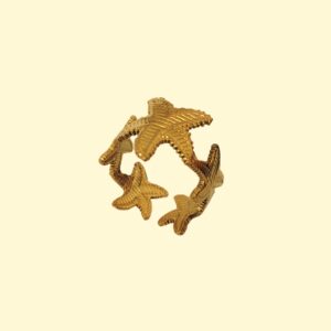 Anillo ajustable dorado acero inoxidable estrella