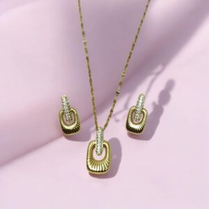Conjunto dorado acero inoxidable anillos colgantes