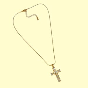 Collar dorado acero inoxidable cruz