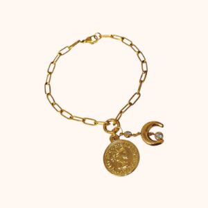 Pulsera dorada acero inoxidable dijes colgantes