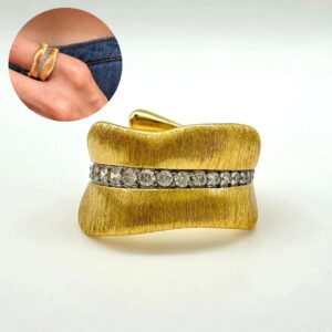 Anillo ajustable dorado acero inoxidable ancho