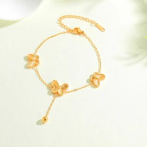 Pulsera dorada acero inoxidable  mariposas