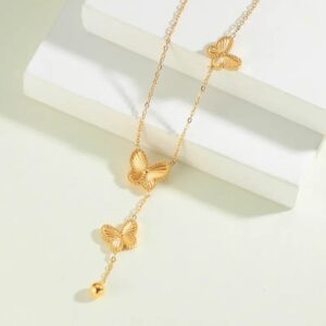 Collar dorado acero inoxidable mariposas
