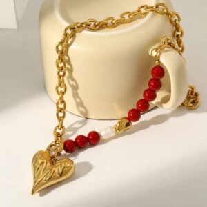 Collar dorado acero corazón