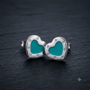Aretes plateados acero inoxidable corazon
