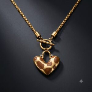collar dorado acero inoxidable corazon