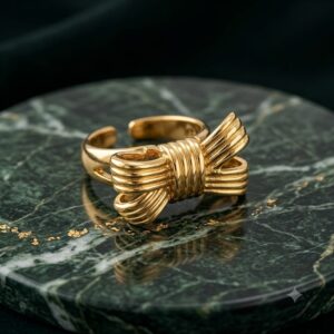 anillo ajustable dorado acero inoxidable lazo