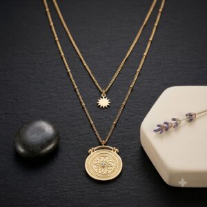 collar  dor 2 lienzos acero inoxidable circular