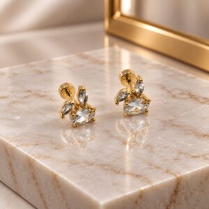 Aretes dorados acero inoxidable piedras