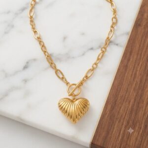 collar dorado acero inoxidable corazón
