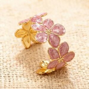 Brazalete dorado acero inoxidable flor rosa